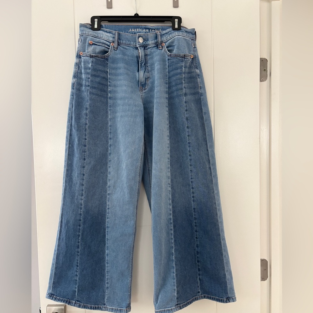 AE Stretch Patchwork Low-Rise Ultra Wide-Leg Jean